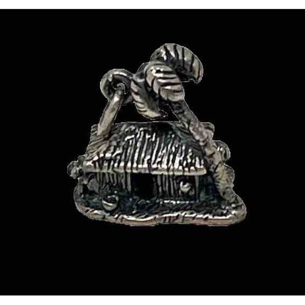 Caribbean Tropical House Charm Palm Trees Shack‎ Bungalow .925 Sterling Silver